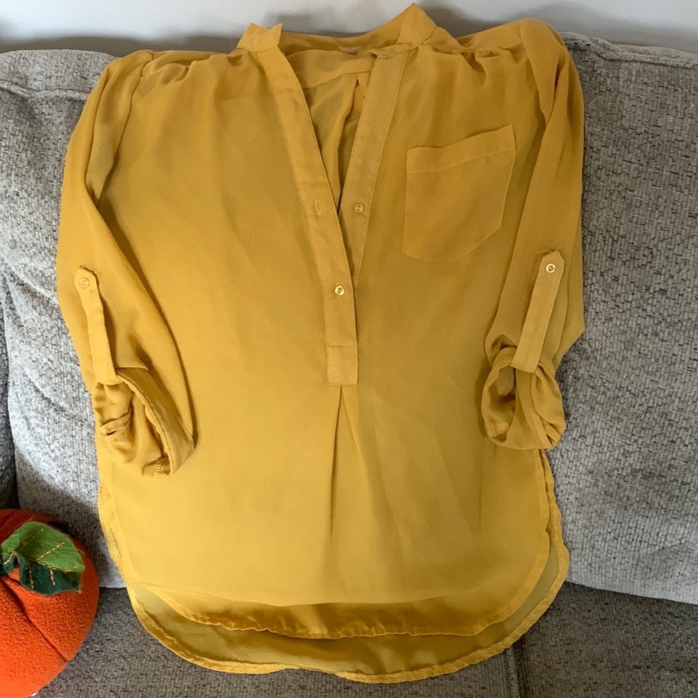 Truth mustard color blouse.
